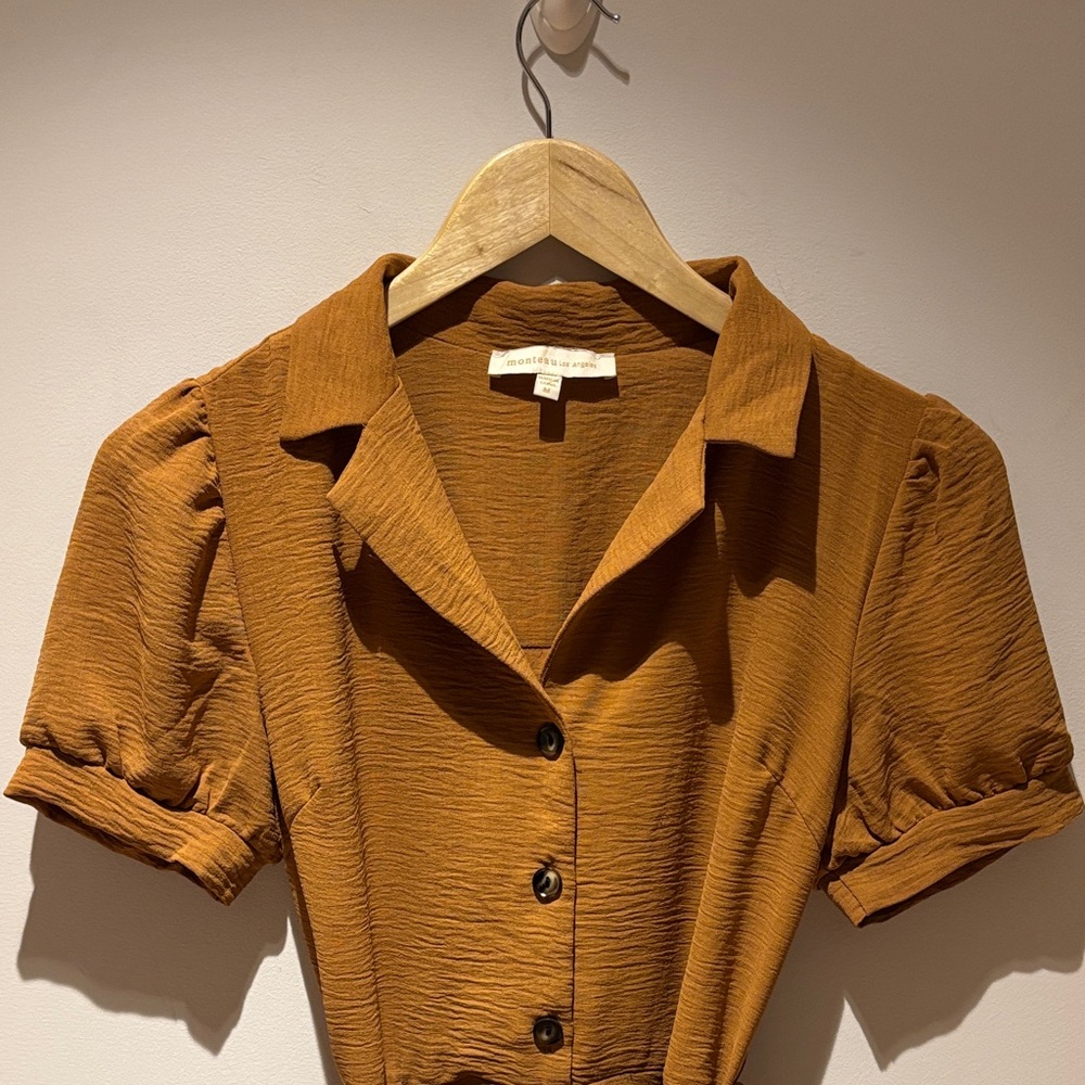 Monteau Brown Button-Front Midi Dress - Picture 5 of 9